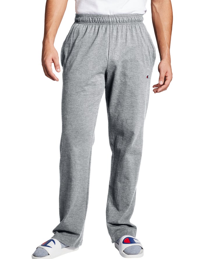 Champion Mens Pants NZ - Open Bottom Everyday Cotton Grey ( 6805-QJCAF )